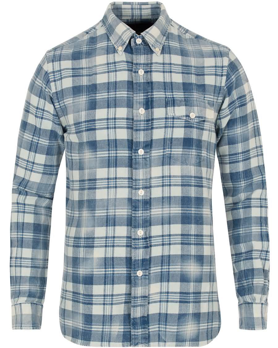 polo ralph lauren core fit pocket shirt check creamindigo Selger Billige Klær lcwl7